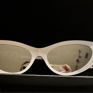 Versace Pearl Grey Sun Glasses with Black Box with Gold Medusa Logo Plate